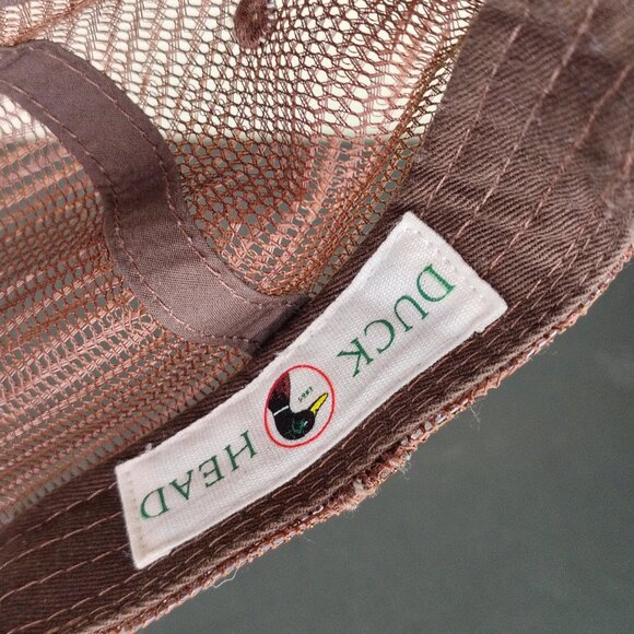 Duck Head Mesh Hat Cap Strap Back Brown Sanforized Patch Logo Trucker Mens - Picture 10 of 12